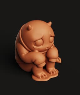 Sad Little Devil STL | Cute Demon 3D Print | Emotion Art Toy 3d model