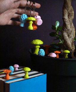Mini mushroom bookmarks, keychains and decoration 3d model