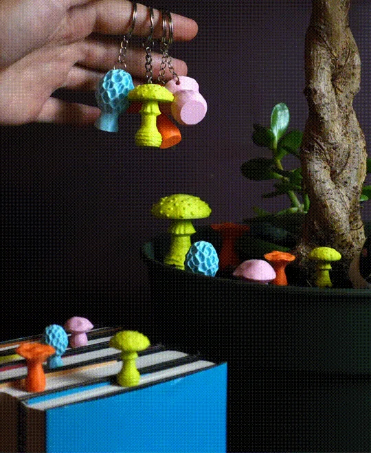 Mini mushroom bookmarks, keychains and decoration 3d model