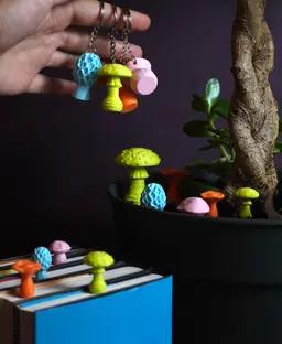 Mini mushroom bookmarks, keychains and decoration 3d model