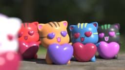 LOVELY KAWAII KITTY cute and in love valentine DAY 3d model