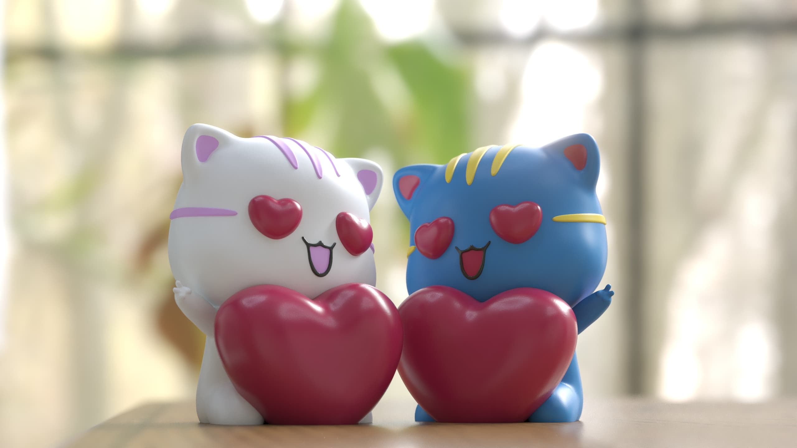 LOVELY KAWAII KITTY cute and in love valentine DAY 3d model