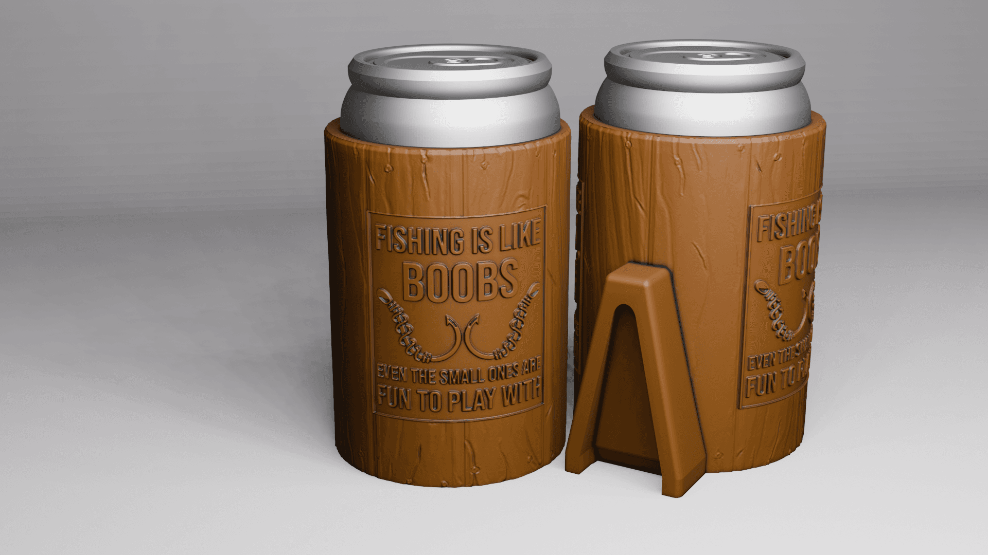 Fishing and Boobs Beer Can Holder 3d model