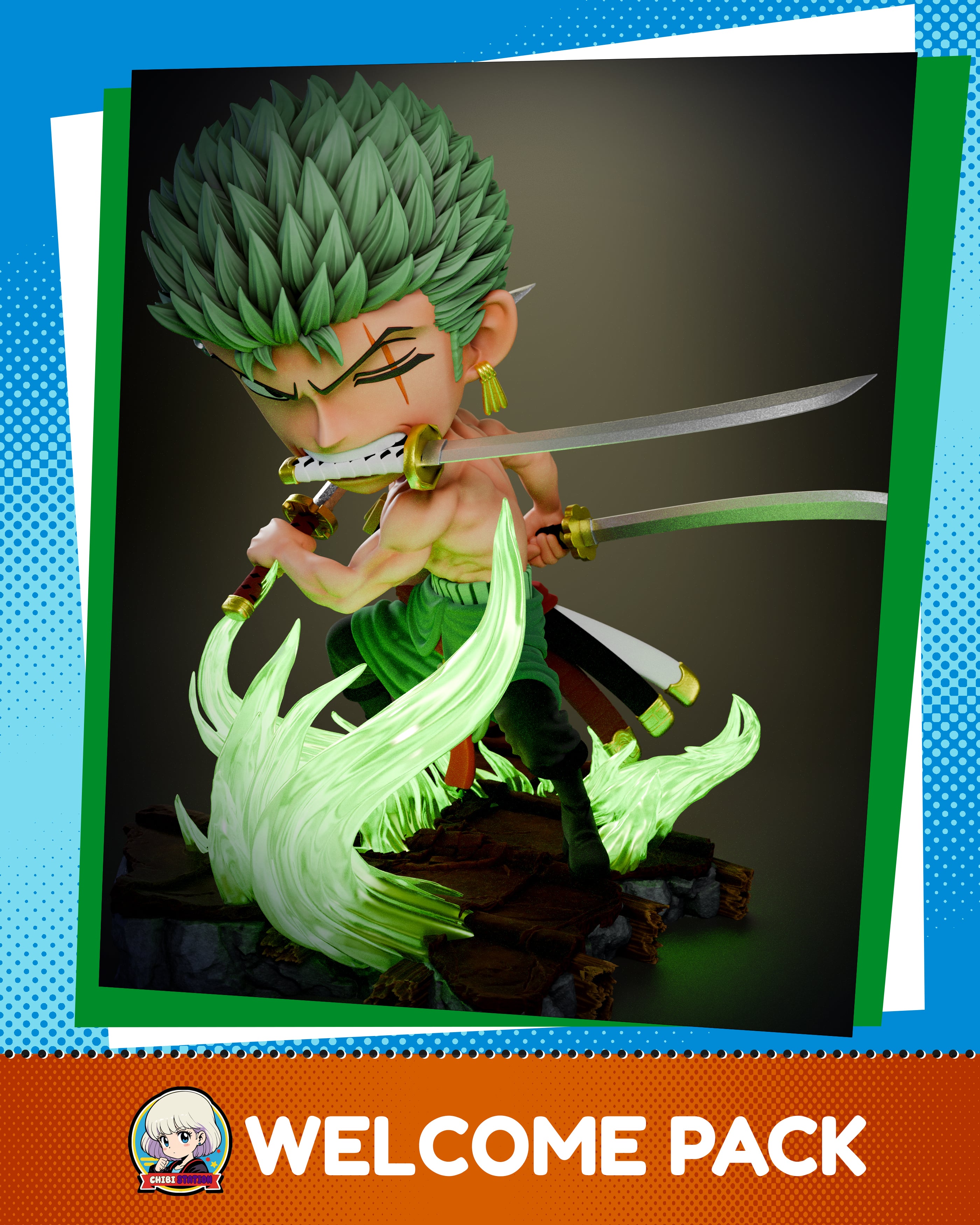 Zoro Chibi - Premium Collectible STL 3d model