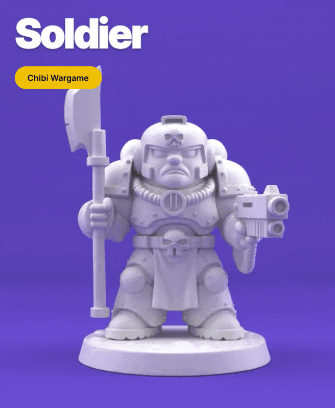 Sci-Fi Heavy Armored Warrior – Chubby Stylized 3D Printable Miniature 3d model