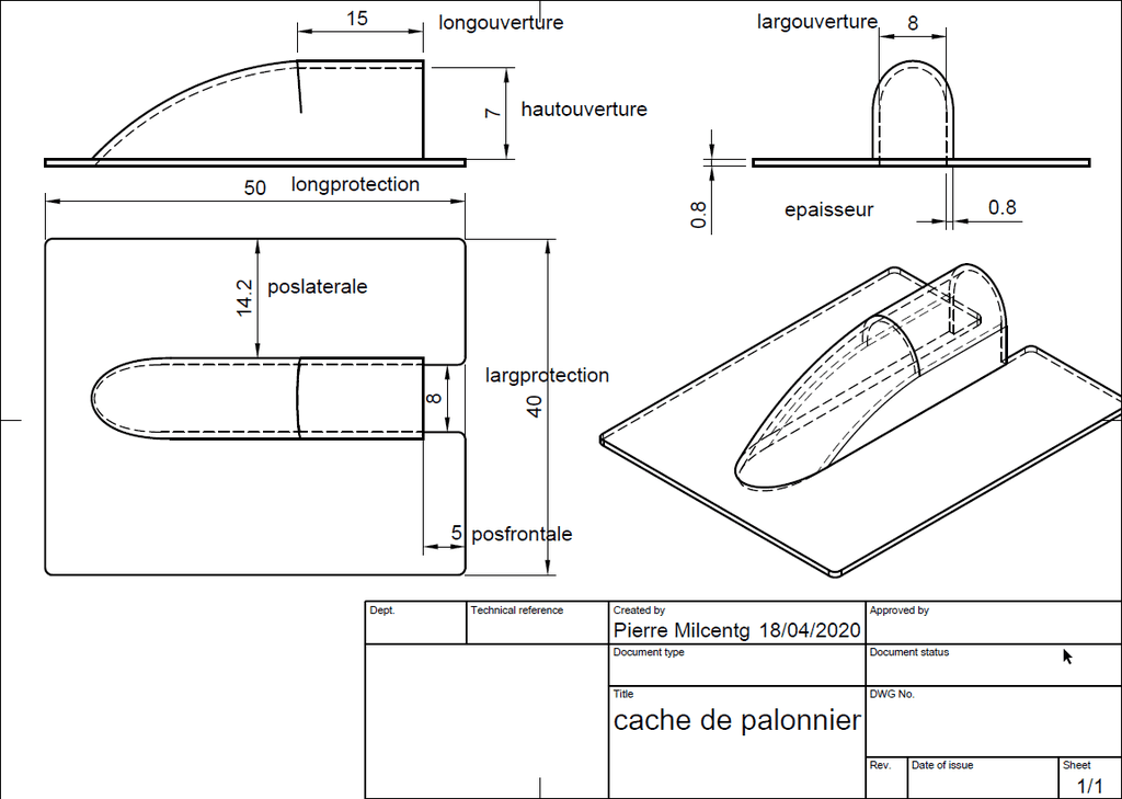 Cache de palonnier (parametric fusion 360) 3d model