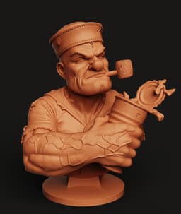 Popeye the Sailor Man Bust | Classic Cartoon Character Statue (Fan Art) 3d model