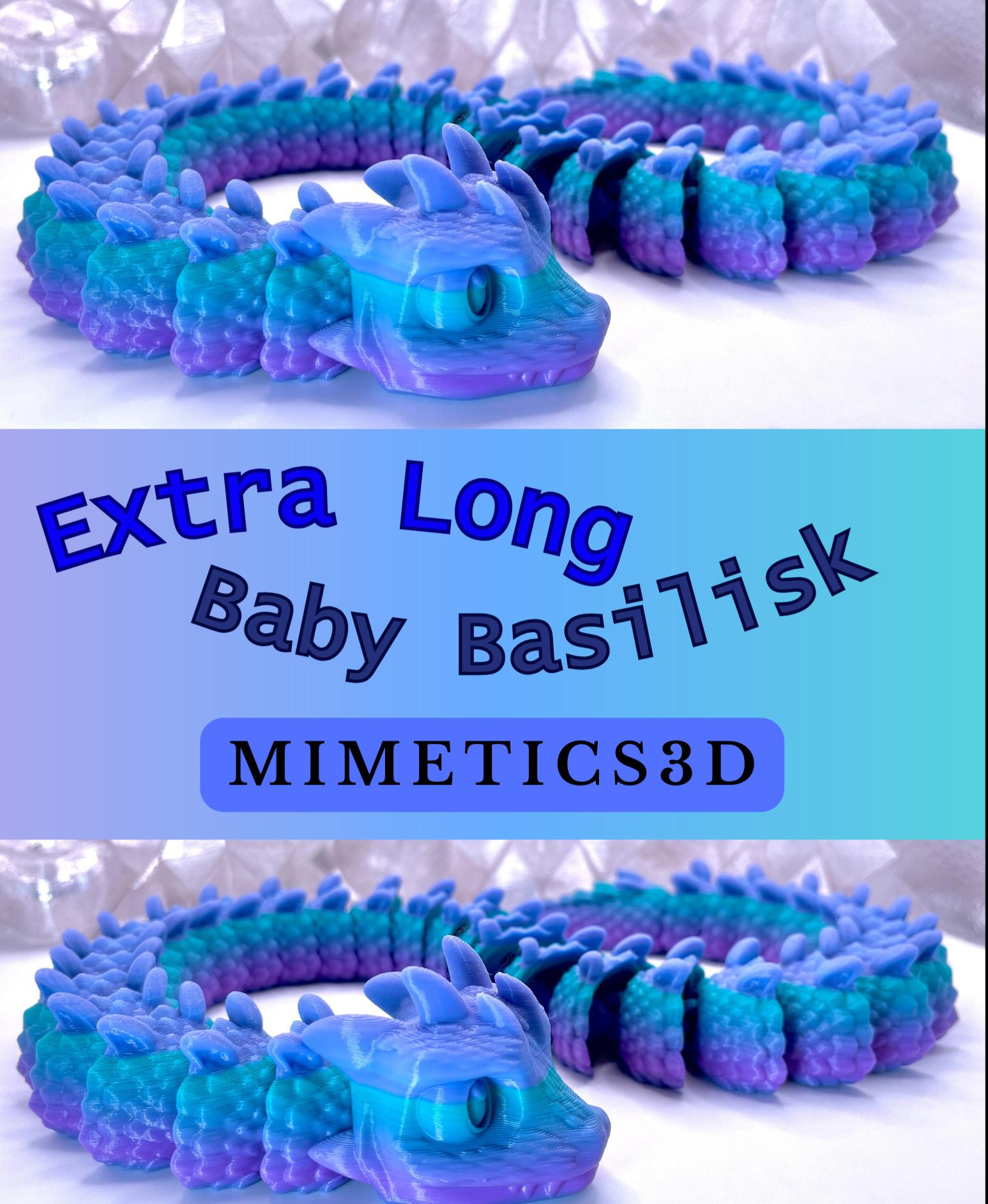 Baby Basilisk (Extra Long) - Articulated Snap-Flex Fidget (Medium Tightness Joints) - Love this in CookieCad Mermaid with a last-minute finish in ProtoPasta Cotton Candy Nebula! - 3d model