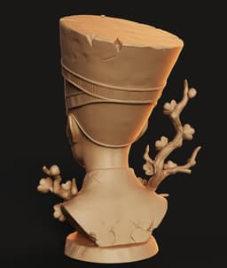 Nefertiti Blossom Bust STL | Egyptian Bust 3D Print | HighDetail 3d model