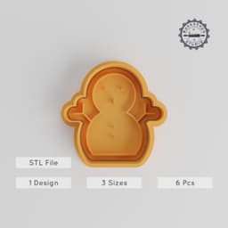 Snowman Cookie Cutter & Stamp Set, Winter Bakery Tool, Christmas Fondant Shapes, 6-Piece Bundle, Sizes S/M/L PRODUCT_4958 3d model