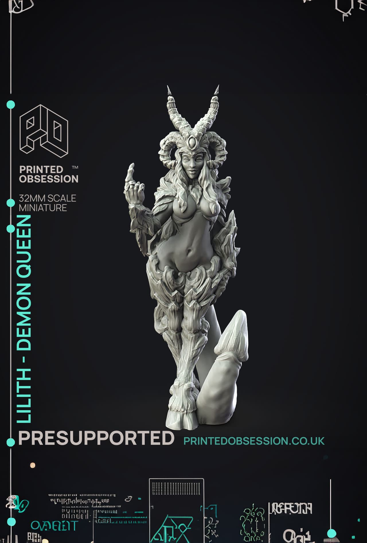 Lilith - Demon Boss - PRESUPPORTED - Hell Hath No Fury - Scale 32mm 3d model