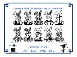 Bunny Rabbit decoration - Set 2 - 10 models Bundle 3d model