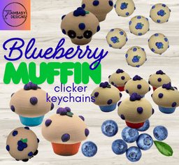 Blueberry Muffin Clicker Keychains 3d model