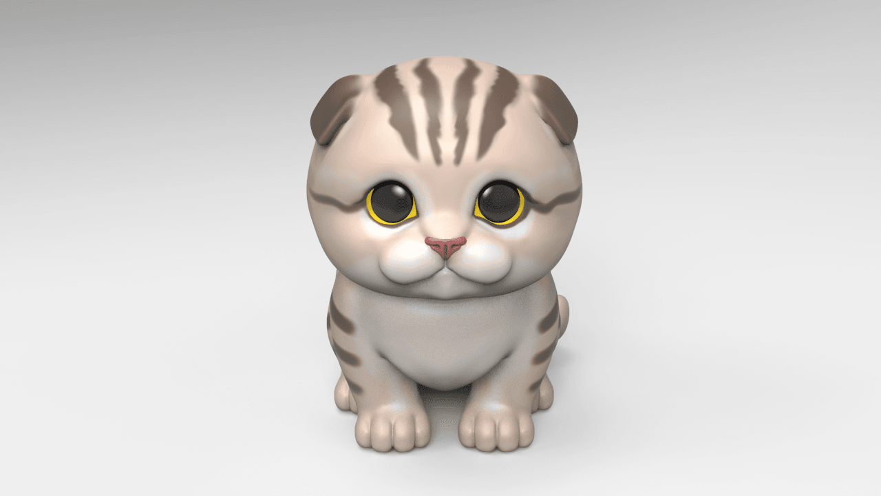 Cute Scottish Fold Kittens 3d model
