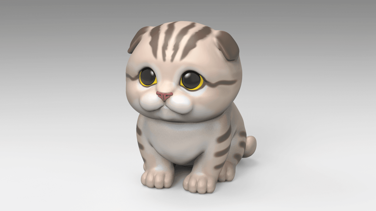 Cute Scottish Fold Kittens 3d model