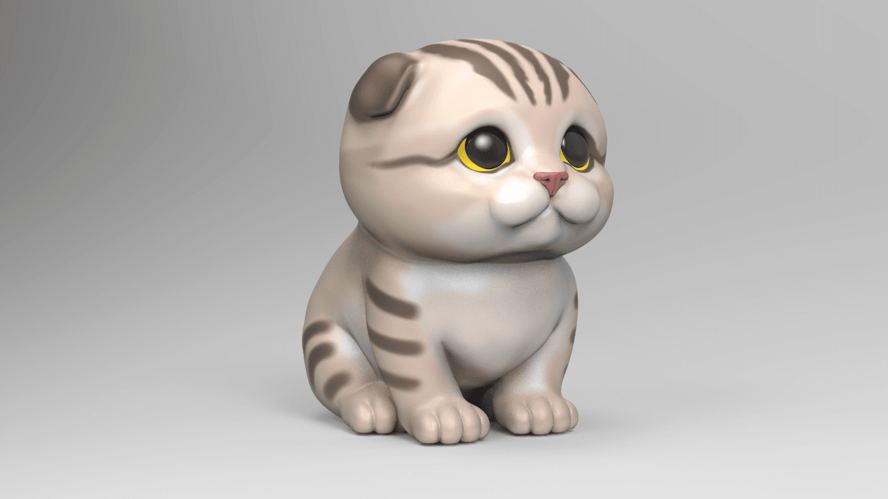 Cute Scottish Fold Kittens 3d model