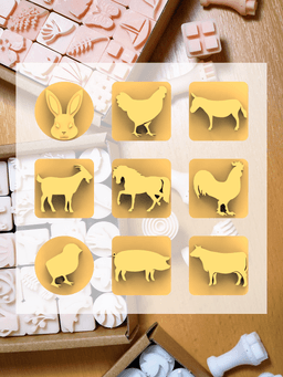 Ceramic Clay Stamp Set – Farm Animals (9 Mini Stamps, 20 mm) 3d model