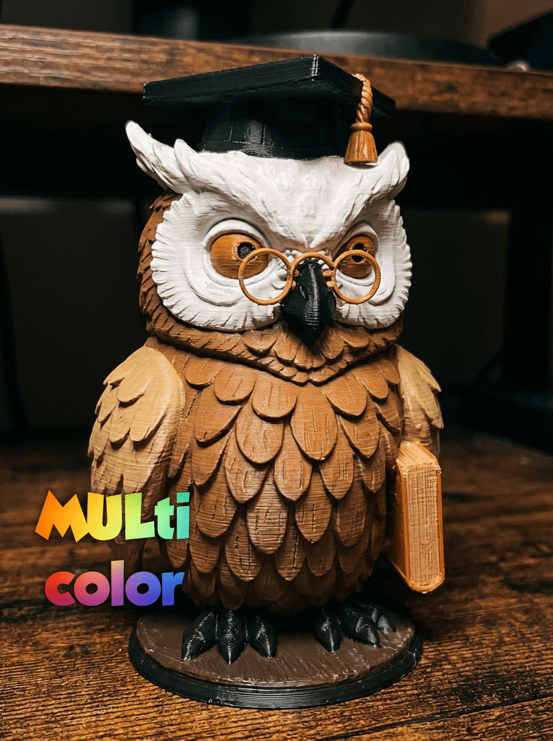 Scholar Owl Multi-Color 3MF | Graduation Figurine | Bambu Ready 3d model