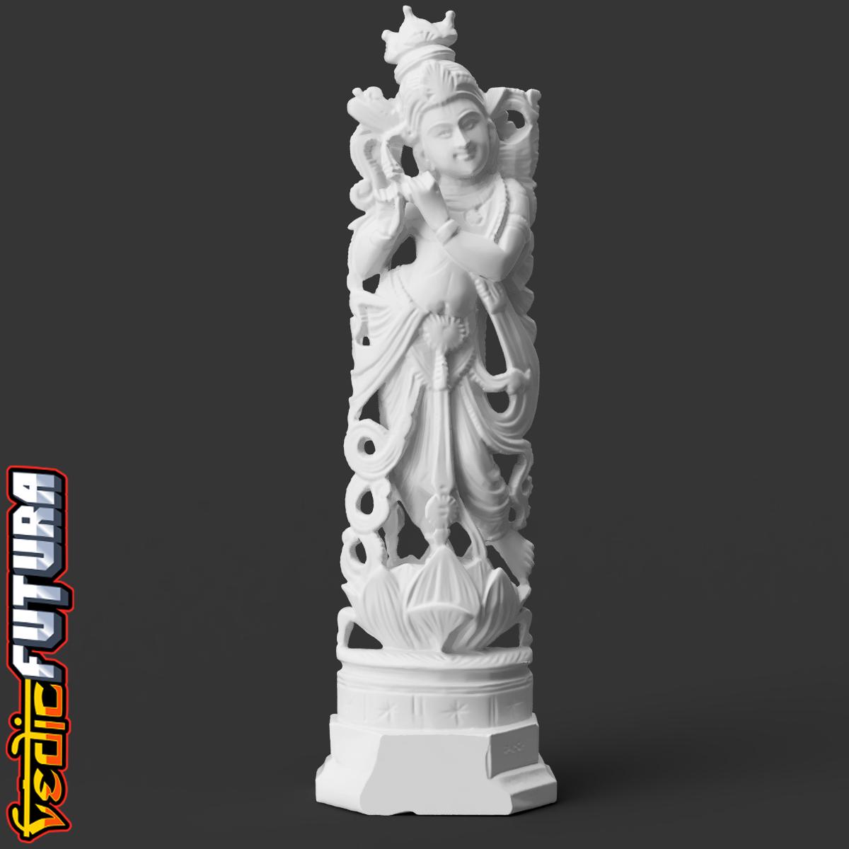 Krishna Playing the Flute - A Sandalwood Carving 3d model