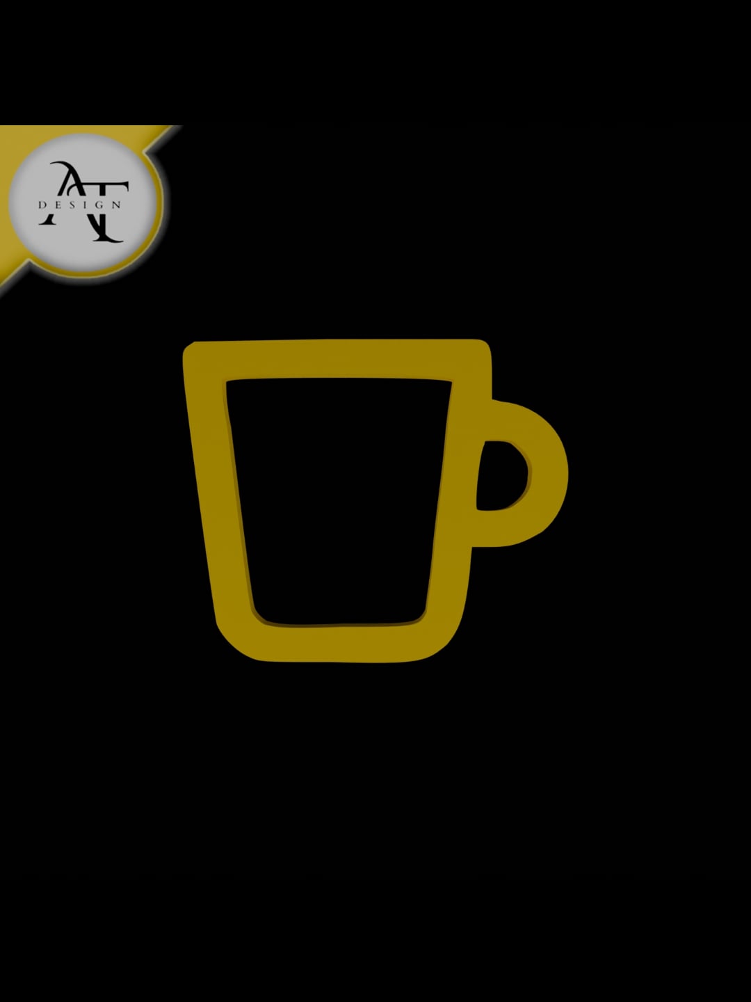Simple Coffee Cup Symbol - 2D Art 3d model