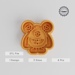 Egg Long Eye Monster Cookie Cutter & Stamp, Set of 6, Funny Cyclops Shape, 3 Sizes S/M/L, Perfect for Fondant & Cookies PRODUCT_3003 3d model