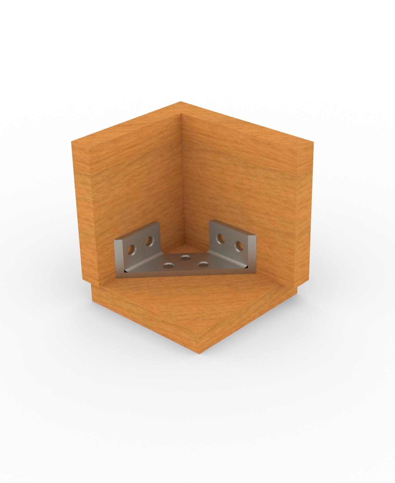 Triple multipurpose corner - Cantoneira Tripla para placas de madeira, ficando totalmente invisível pelo lado de fora.  - 3d model
