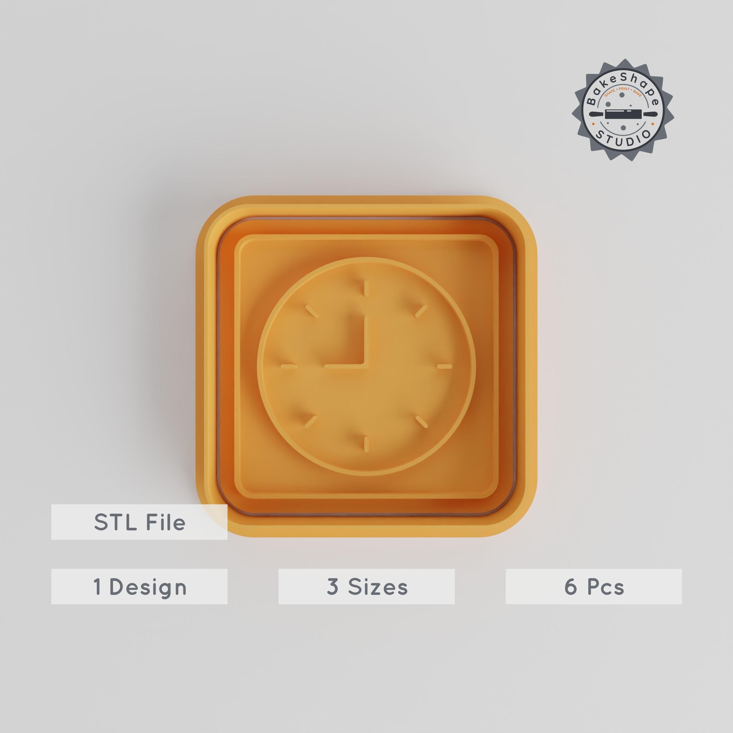 Clock Cookie Cutter & Stamp Set, Perfect for Cookies & Fondant, 3 Sizes S/M/L, 6-Piece Time-Themed Design PRODUCT_4858 3d model