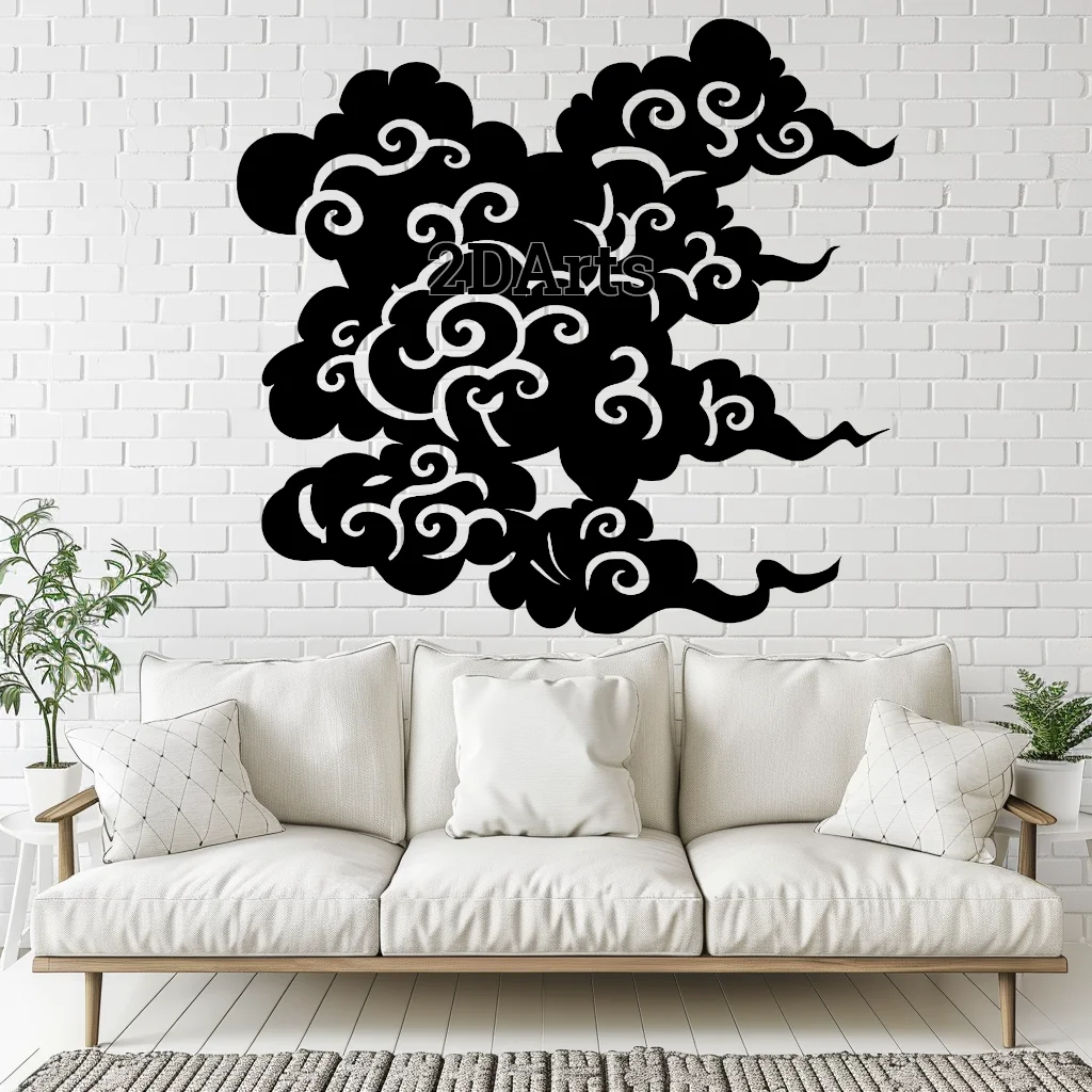 Clouds Anime Style 2D Wall Art/Window Art - Digital STL & SVG File 3d model