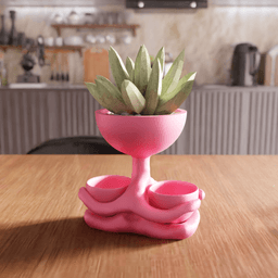 Cute Character Multi-Bowl Planter 3d model
