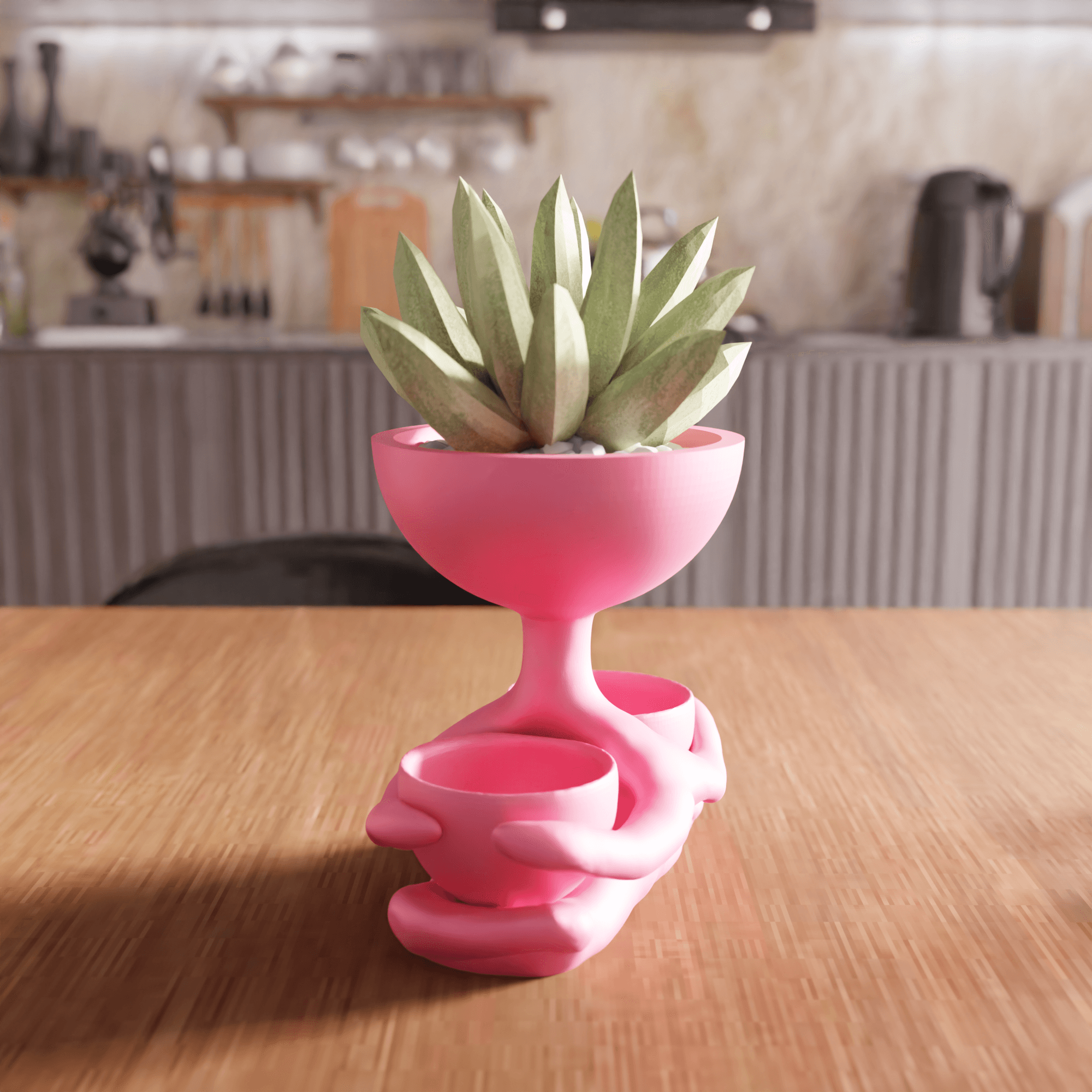Cute Character Multi-Bowl Planter 3d model