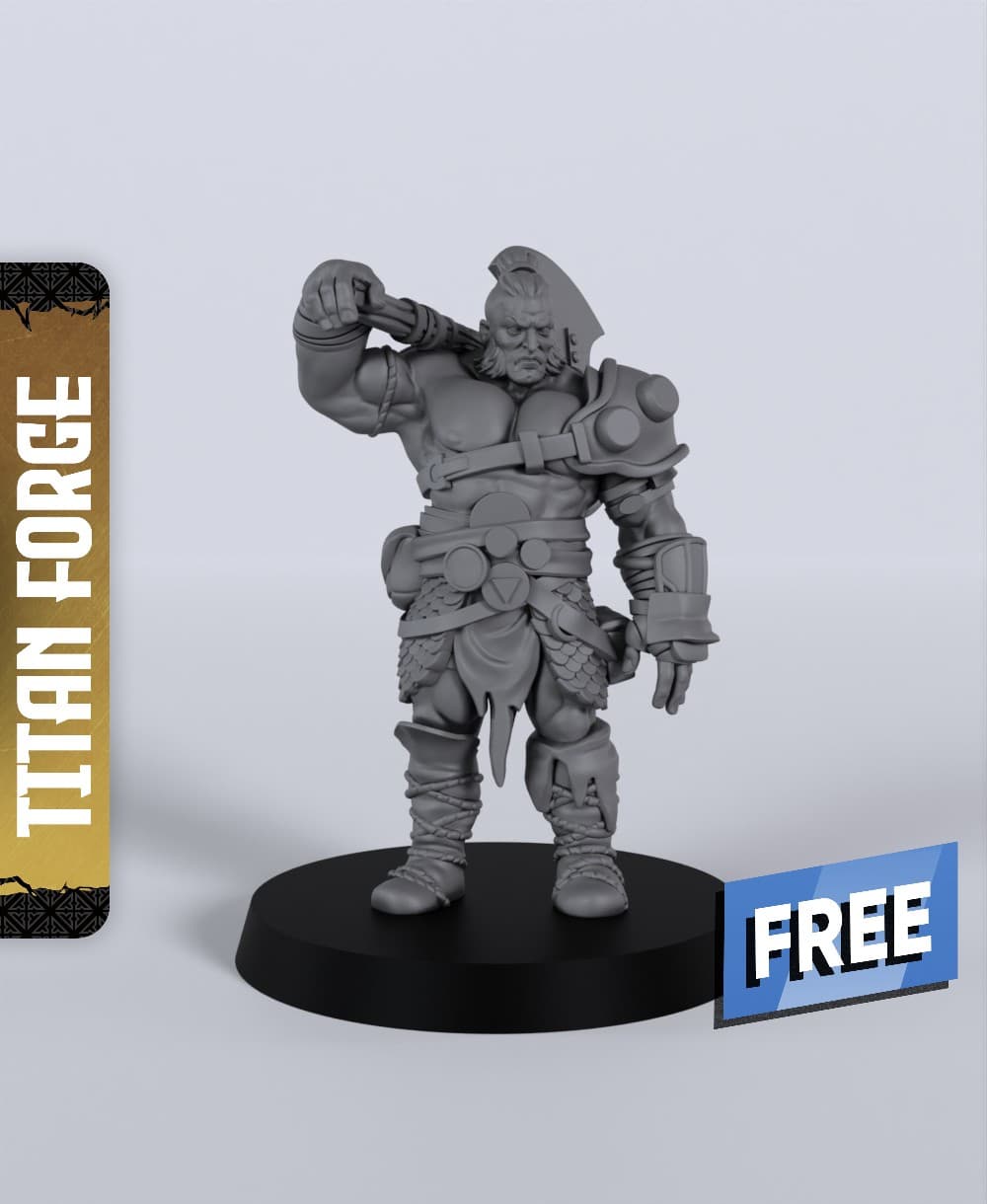 Half-Orc Male Barbarian - With Free Dragon - 5e DnD Inspired for RPG and Wargamers 3d model