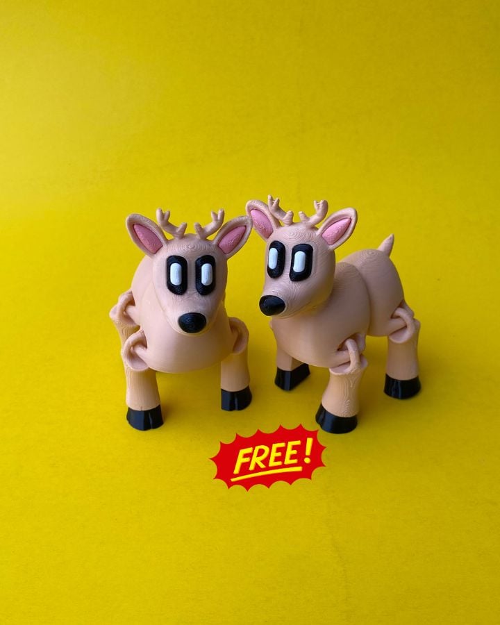 Articulated Reindeer, Seperated, Print In Place 3d model
