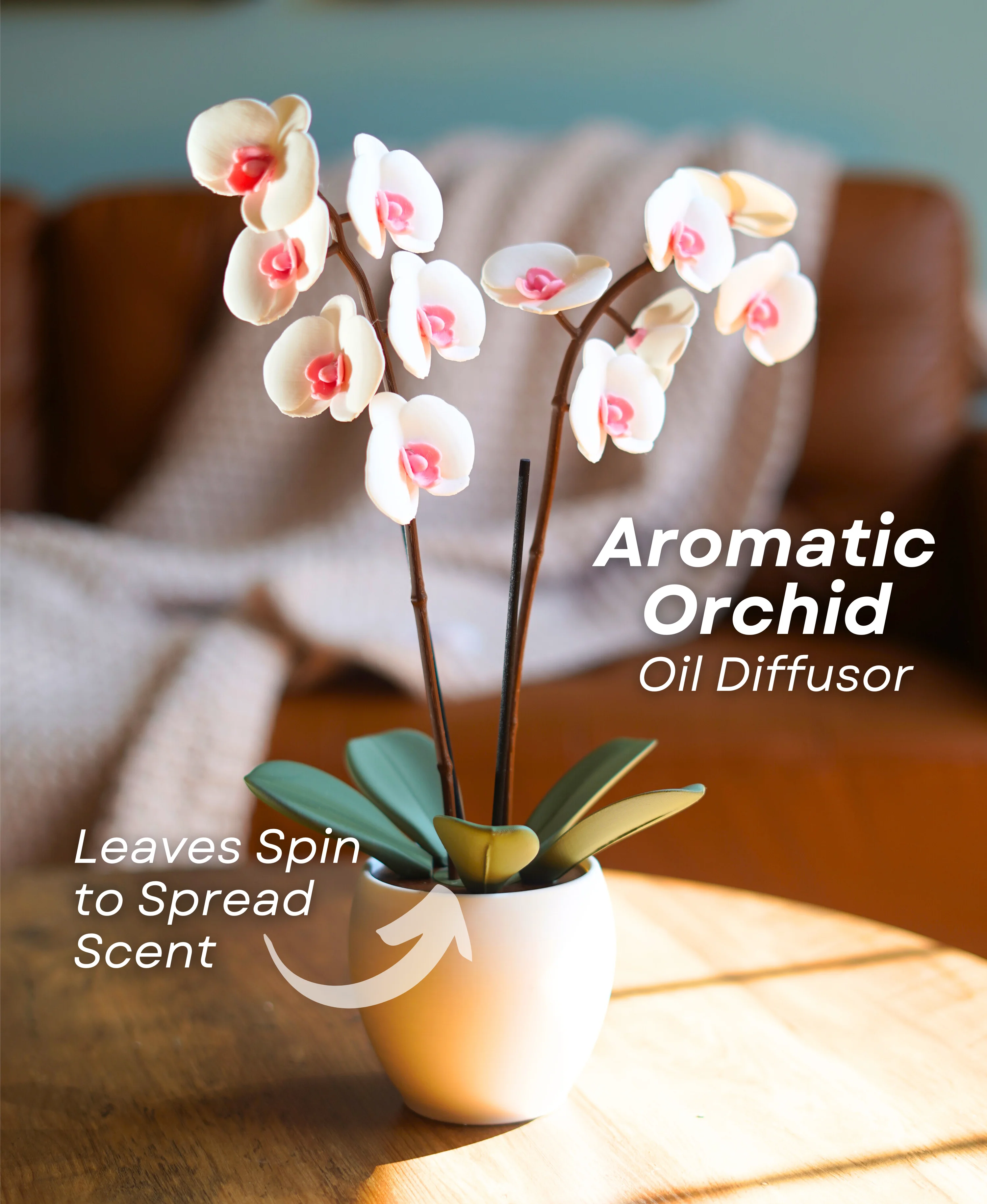 Aromatic Orchid - Oil Diffusor and Incense Holder - with Spinning Leaves 3d model