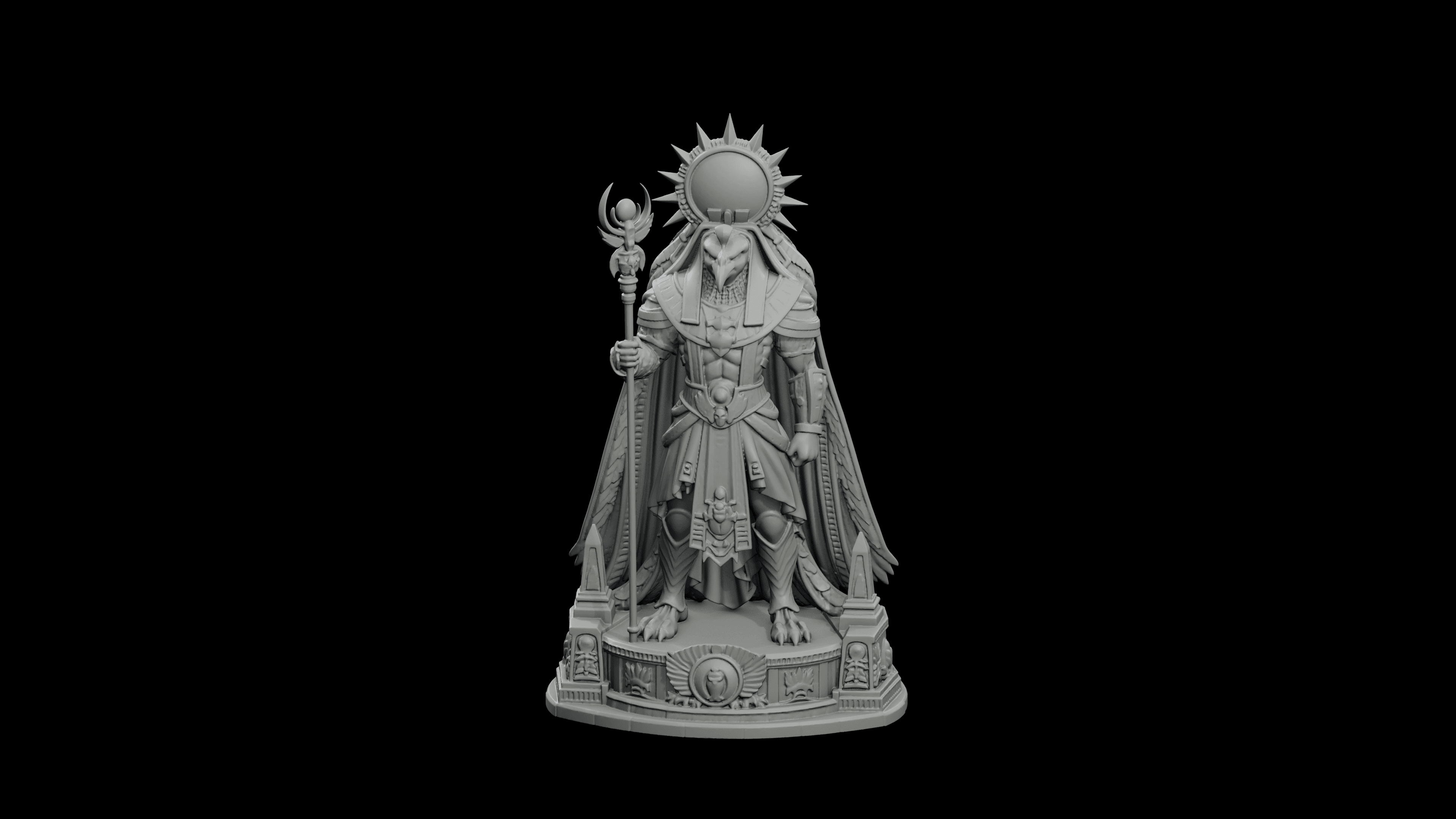 Ra Solar Disk Sovereign STL - Printable Egyptian Sun God Statue 3d model