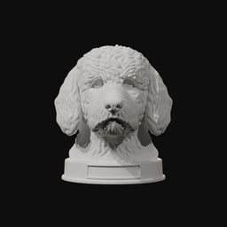 Barbet Dog Bust with Nameplate - 3D Printable Pet Memorial Statue 3d model