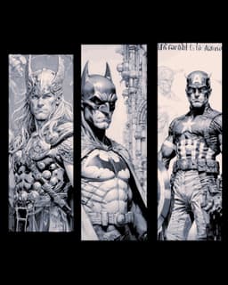 Classic Superhero Sketches - Views of the heroic worlds in Realism - Set of bookmarks 3d model