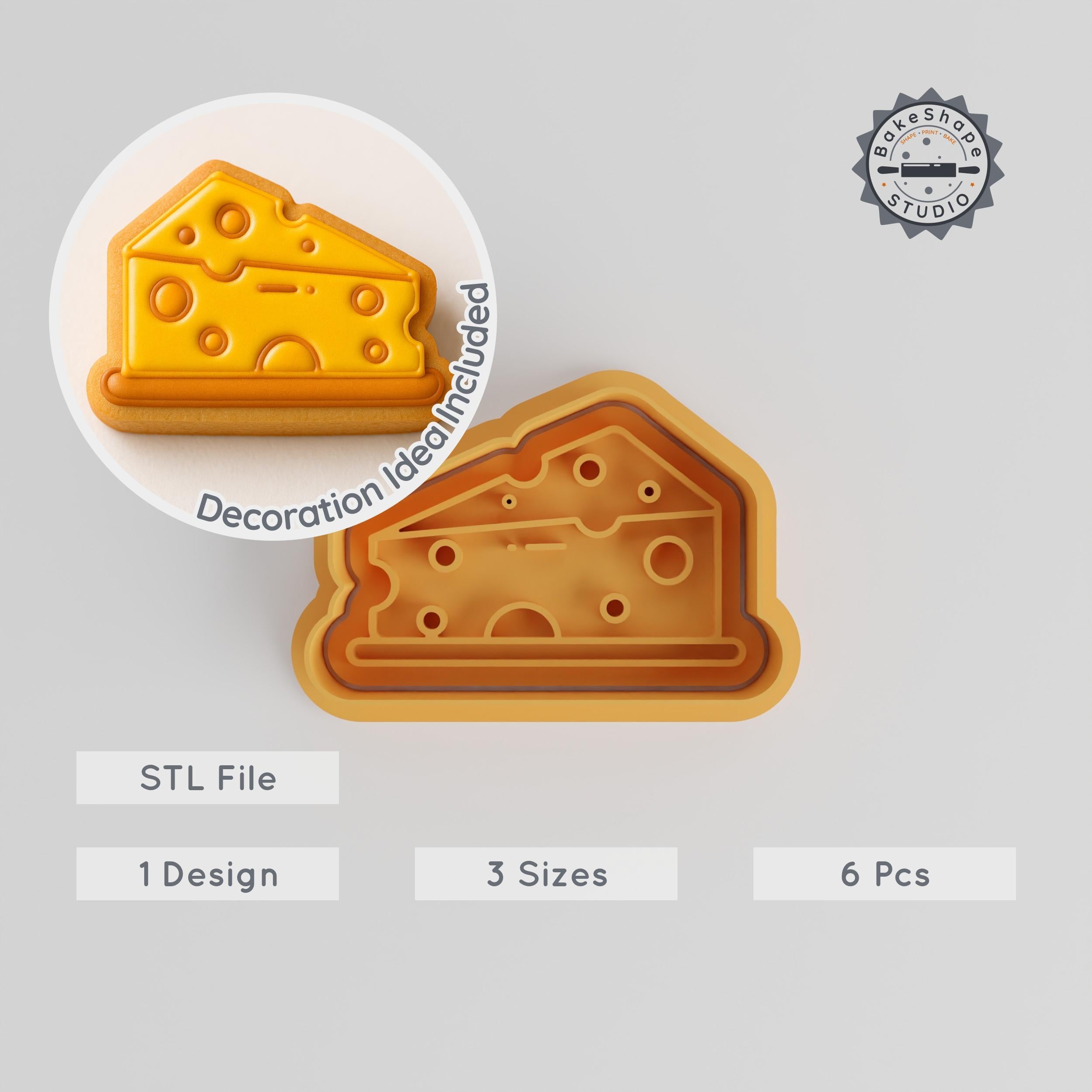 Cheese Shape Cutter & Stamp, Cookie & Fondant Decorating Tool, 6-Piece Set, Small to Large Sizes PRODUCT_758 3d model