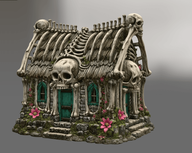 Gothic Bone House STL File for 3D Print 3d model