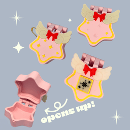 90s Kawaii Star Compact Keychain - Anime Bow Cute Whimsical Girly Coquette Cottagecore Accessories 3d model
