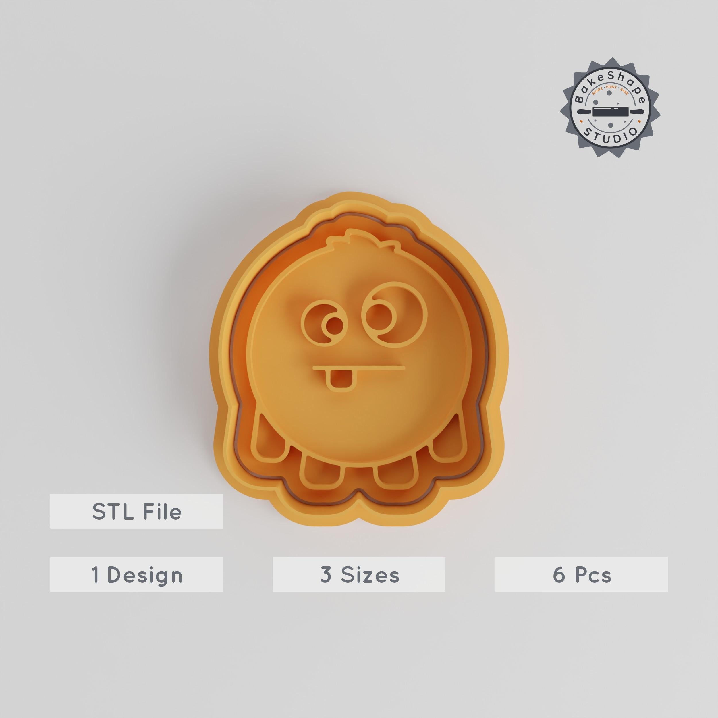 Round Cross Eye Monster Cookie Cutter & Stamp Set, 6 Piece Bundle, Cartoon Monster, Playful Baking Tool, Multiple Sizes S/M/L PRODUCT_3046 3d model