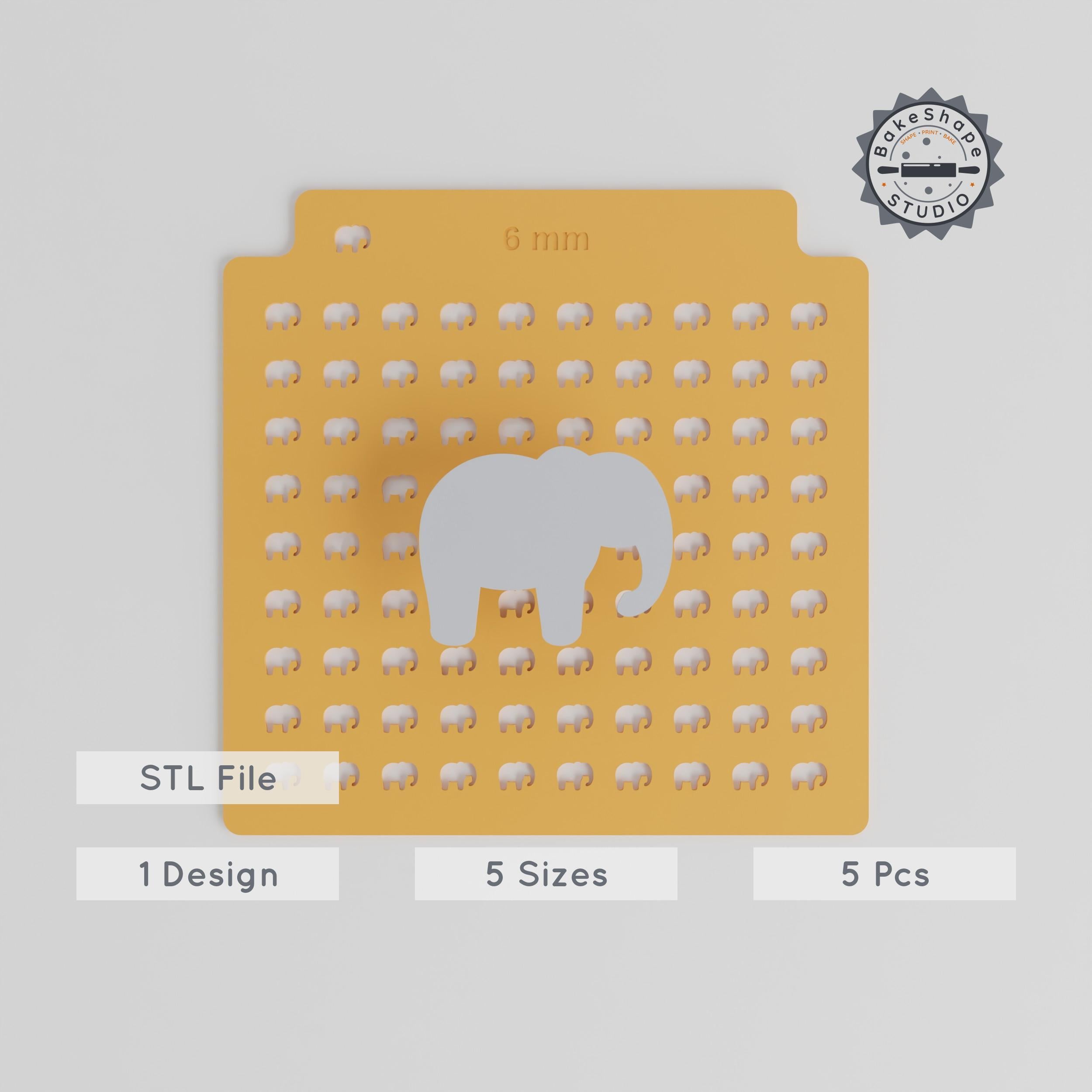 Elephant Sprinkle Stencil Set, 5 Sizes, Animal Baking Decoration, Ideal for Cocoa & Edible Glitter PRODUCT_1342 3d model