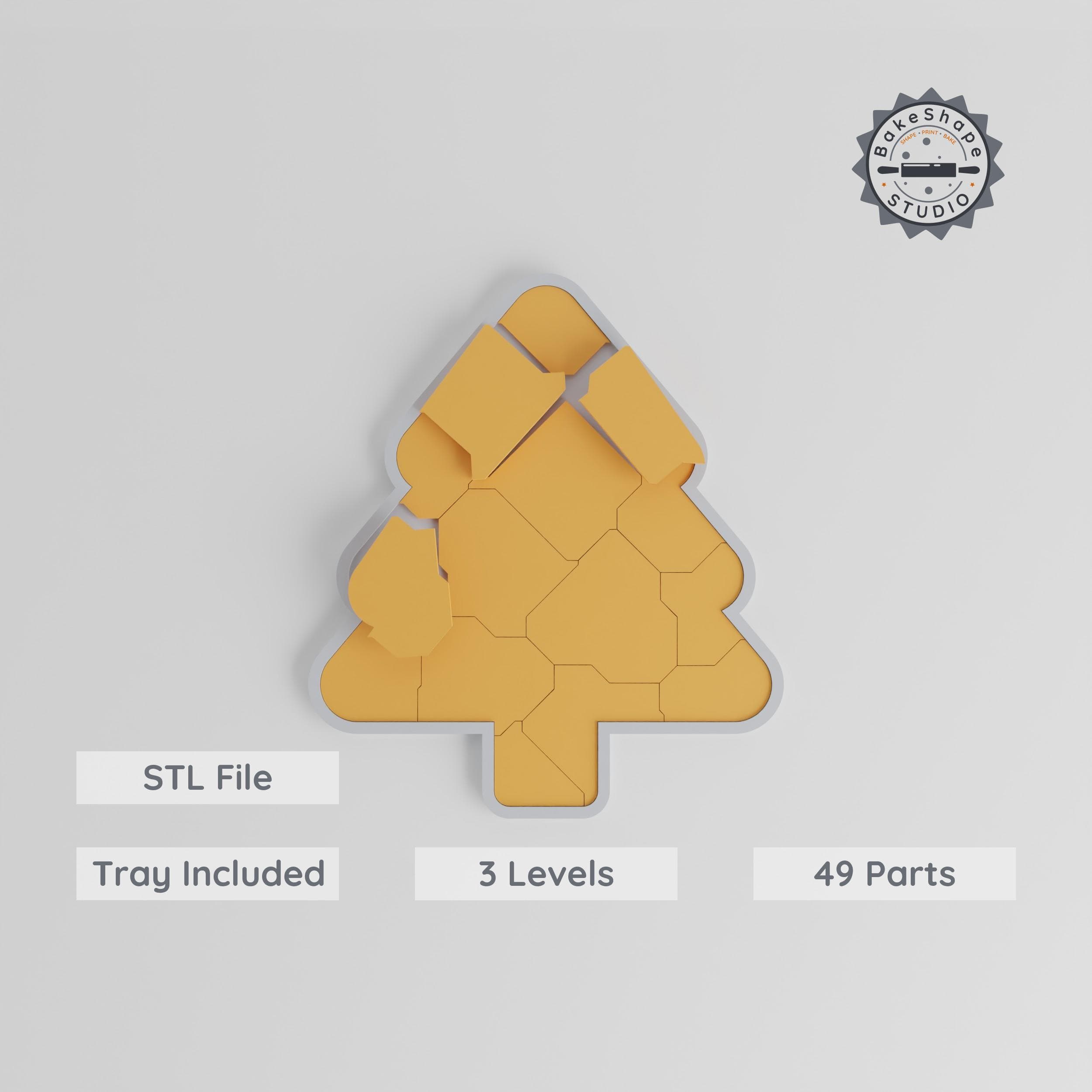 Montessori Tree Puzzle, 3-Level Learning Tray, 9/15/24 Pcs STL, Easy to Hard, Festive Holiday Design, Christmas Collection PRODUCT_8078 3d model