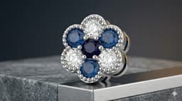 Premium Flower Earring with Sapphires & Diamonds 3d model