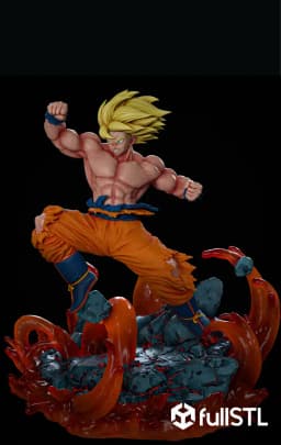 Goku in Battle Broken Base STL 3D Print Model 3d model