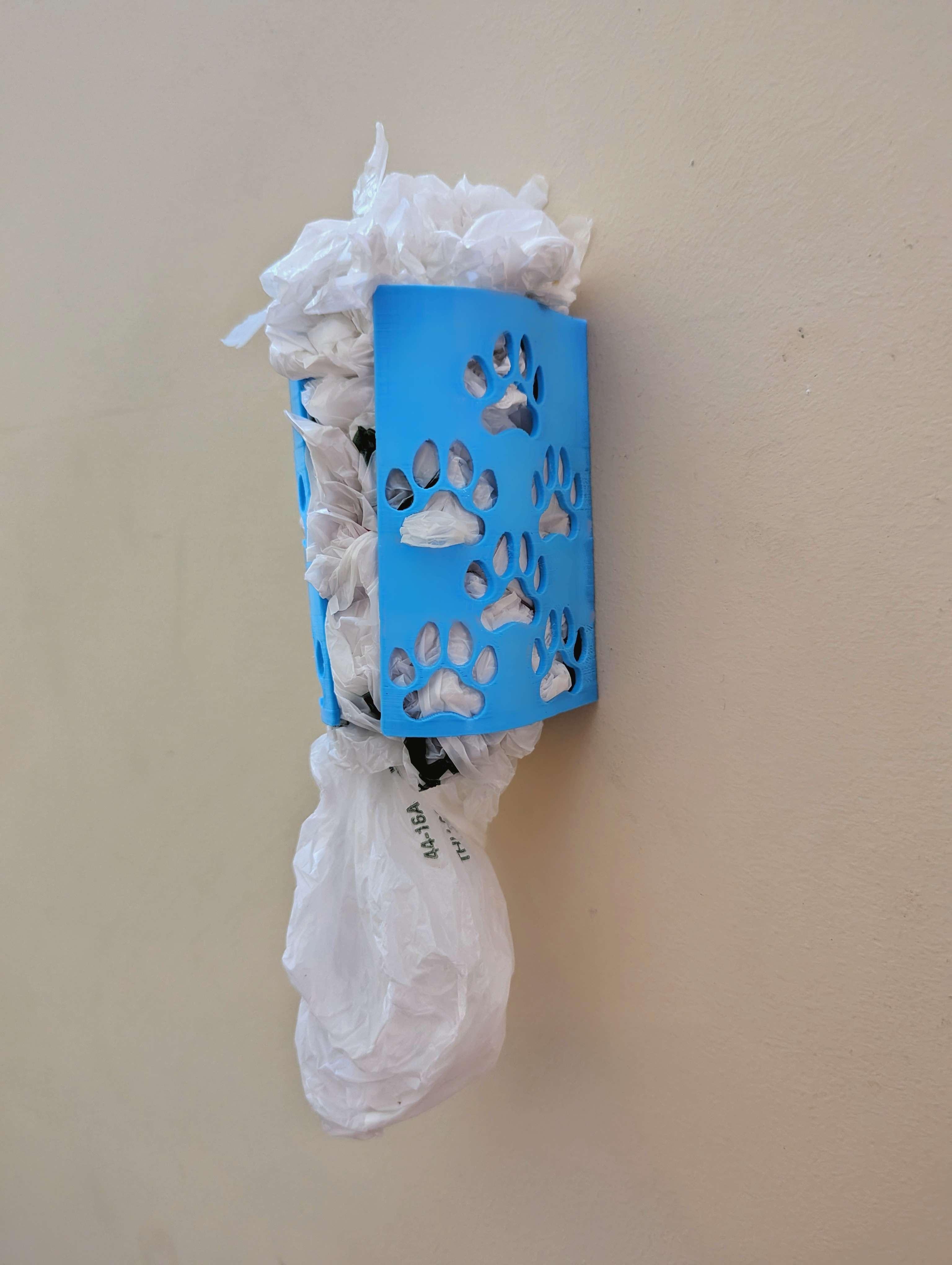 Plastic Bag Holder w/ Paw Pattern | Wall Mounted 3d model