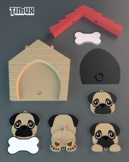 PUG KEYCHAIN SET 3d model