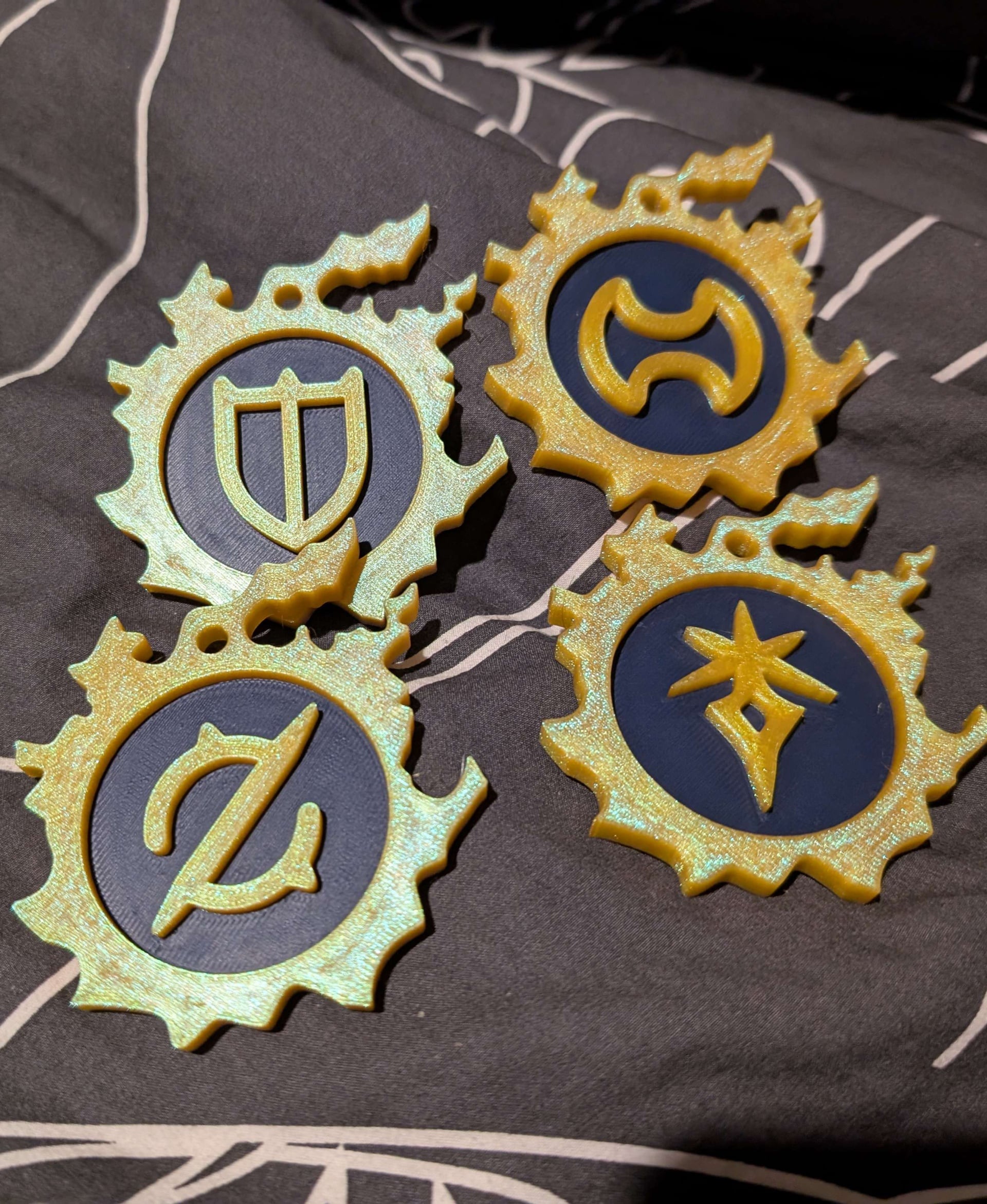 Final Fantasy XIV Tank Tokens/Keychains (Gunbreaker, Paladin, Warrior, Dark Knight) 3d model