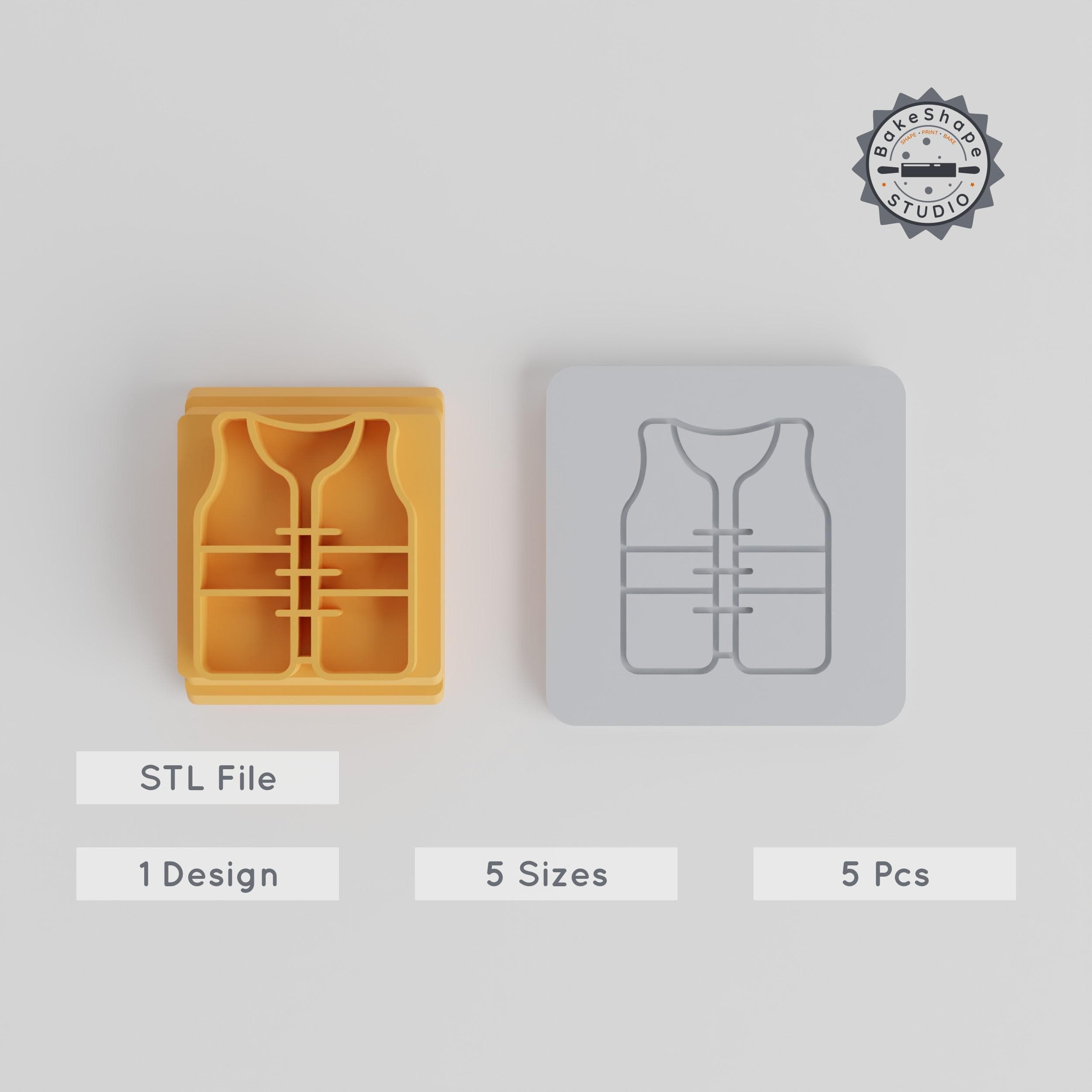 Life Jacket Stamp Tile Set, 5 Sizes, Perfect for Clay, Cookies & Fondant, Travel & Holiday Crafts PRODUCT_1971 3d model
