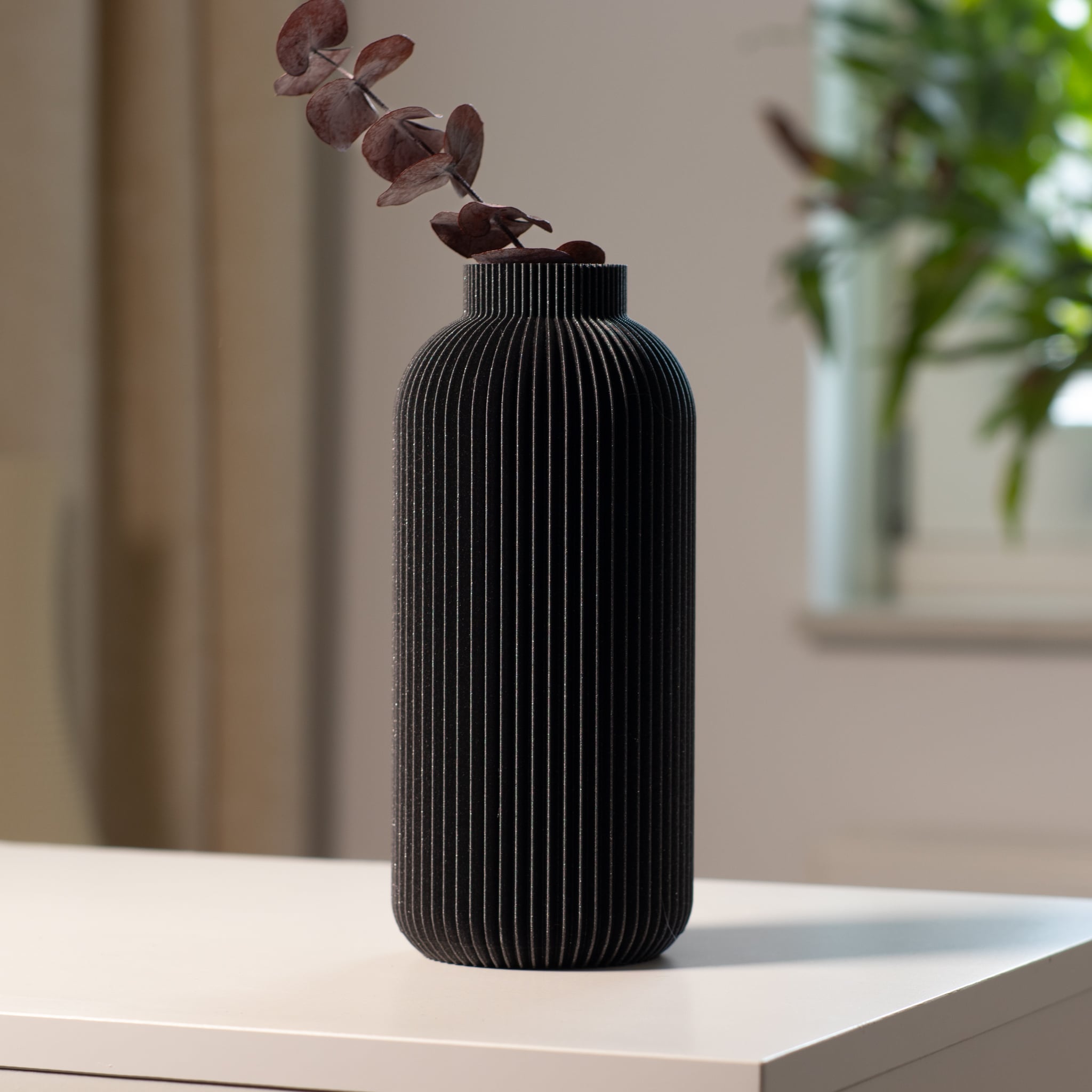 Vase LÉNA - Modern Ribbed Vase 3d model
