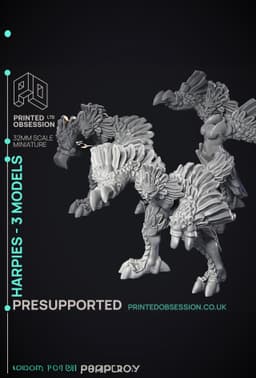 Harpies - 3 Models - PRESUPPORTED - Hell Hath No Fury - 32mm scale 3d model